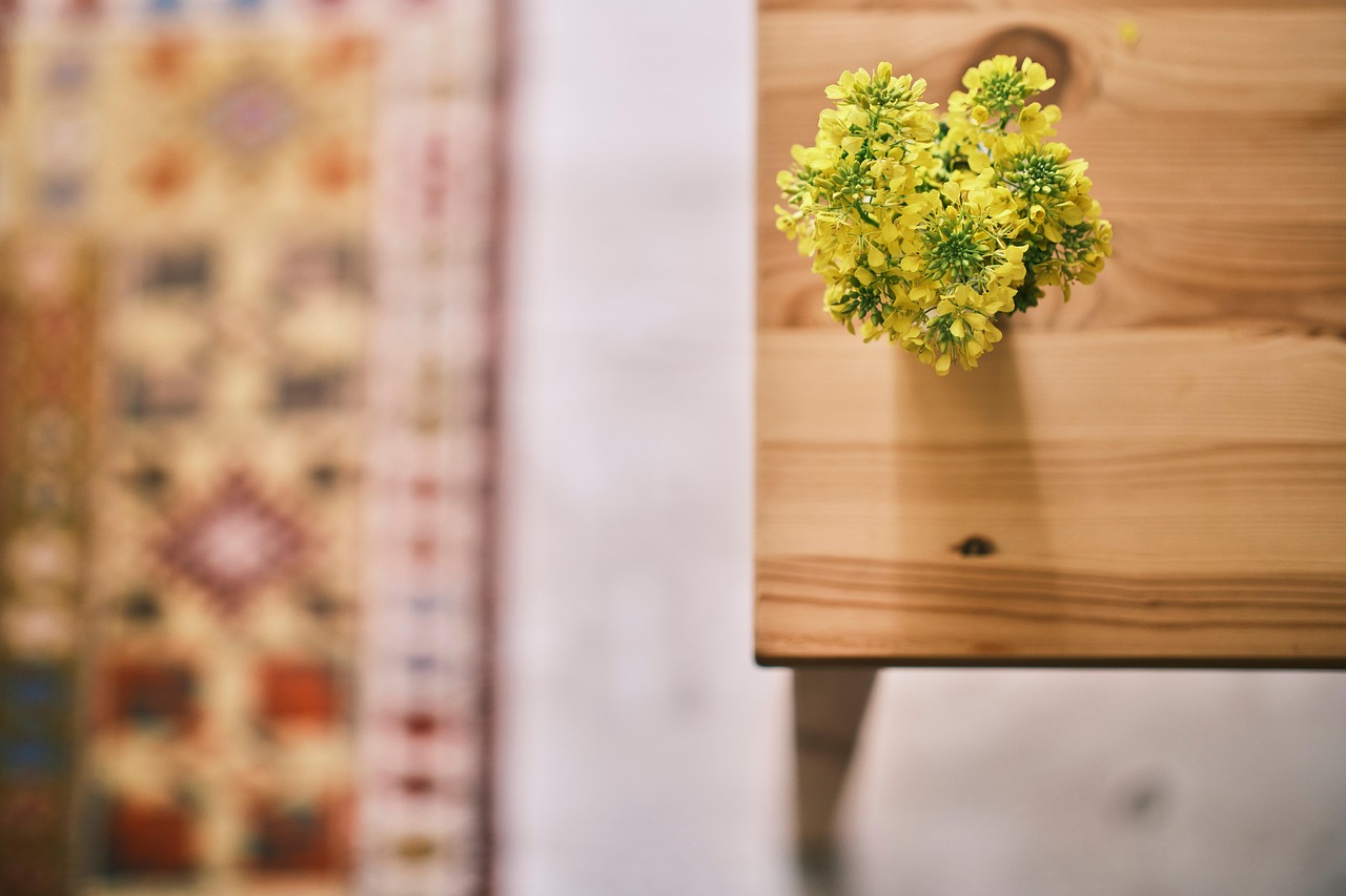 flowers, decoration, flower background, flower wallpaper, table, yellow flowers, vase, houseplant, decor, nature, decorative, beautiful flowers, wooden table